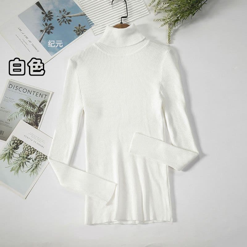 image-Core-spun turtleneck sweater women's inner wear bottoming shirt 2021 new long-sleeved warm slim solid color knit sweater top