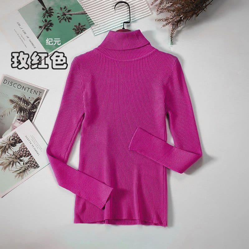 image-Core-spun turtleneck sweater women's inner wear bottoming shirt 2021 new long-sleeved warm slim solid color knit sweater top