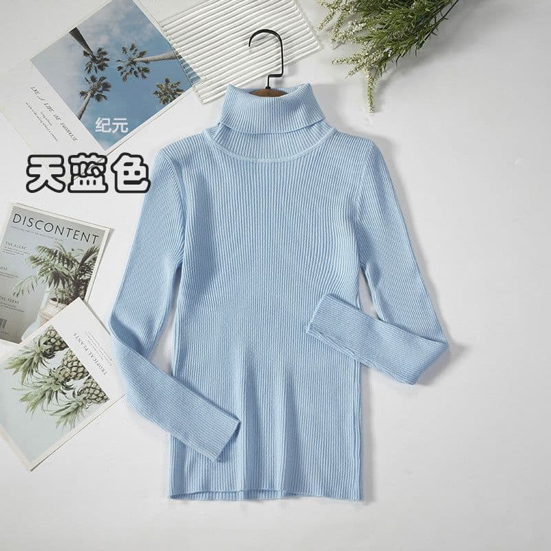 image-Core-spun turtleneck sweater women's inner wear bottoming shirt 2021 new long-sleeved warm slim solid color knit sweater top