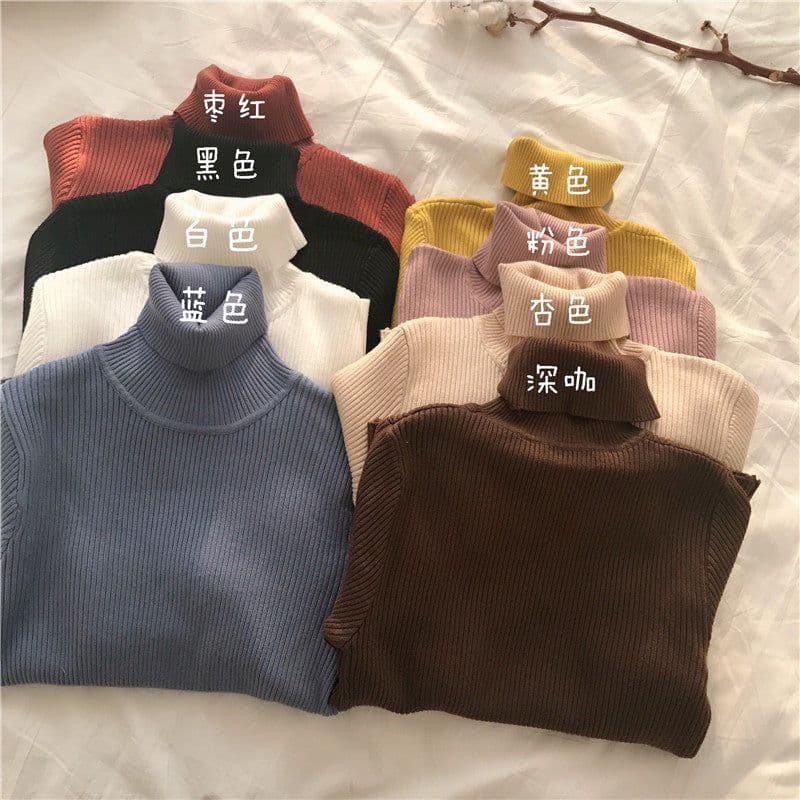 image-Core-spun turtleneck sweater women's inner wear bottoming shirt 2021 new long-sleeved warm slim solid color knit sweater top