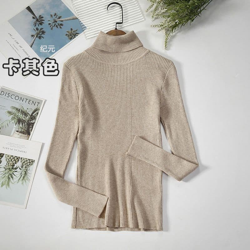 image-Core-spun turtleneck sweater women's inner wear bottoming shirt 2021 new long-sleeved warm slim solid color knit sweater top
