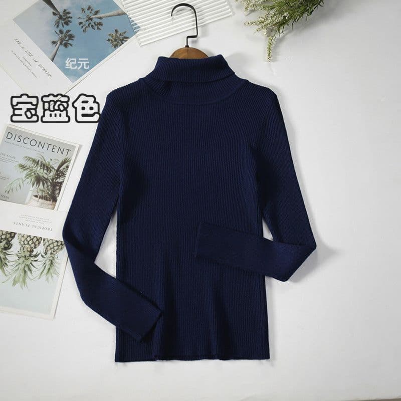 image-Core-spun turtleneck sweater women's inner wear bottoming shirt 2021 new long-sleeved warm slim solid color knit sweater top