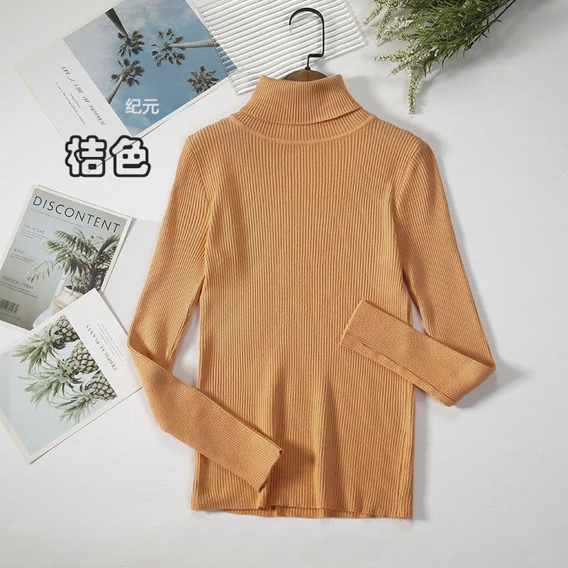 image-Core-spun turtleneck sweater women's inner wear bottoming shirt 2021 new long-sleeved warm slim solid color knit sweater top