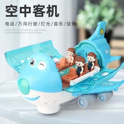 image-Children's cartoon electric universal Q Meng Airbus light and music model 360-degree rotating plane stall toy