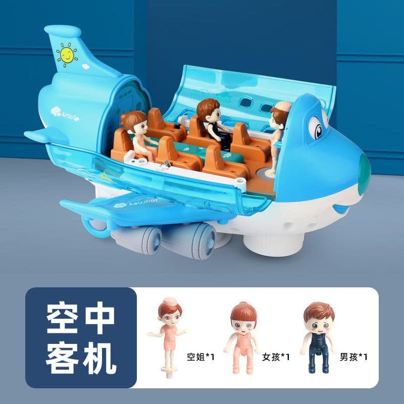 image-Children's cartoon electric universal Q Meng Airbus light and music model 360-degree rotating plane stall toy