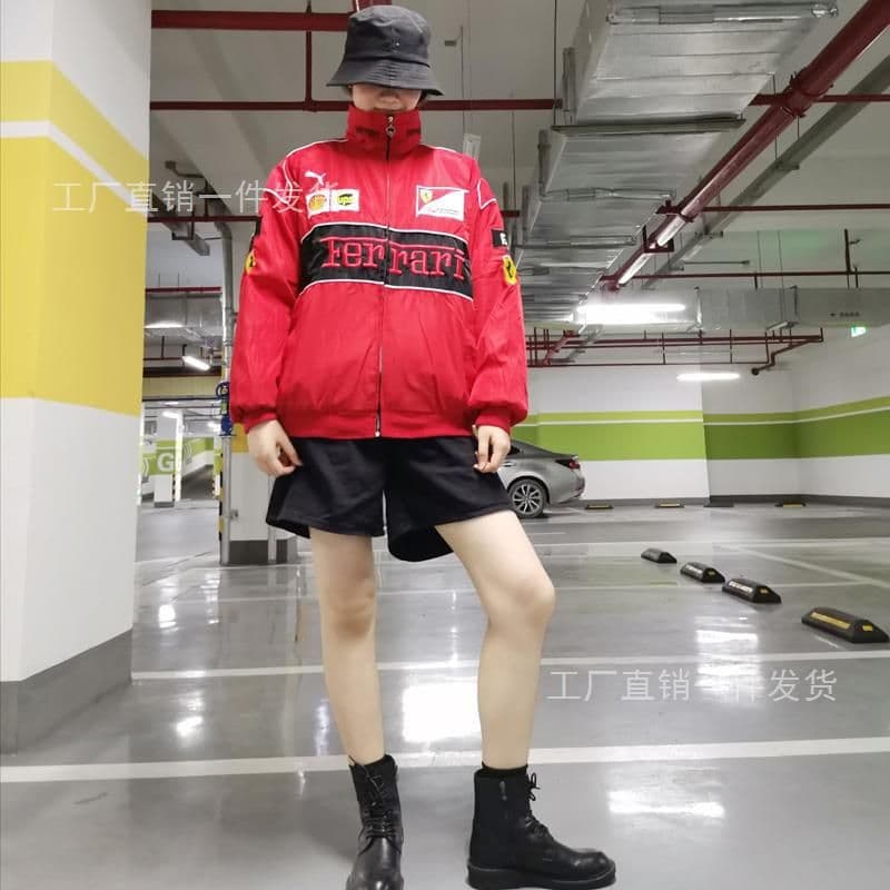 image-F1 racing suit motorcycle suit riding suit jacket jacket motorcycle team autumn and winter long-sleeved cotton coat men's full embroidery women's race