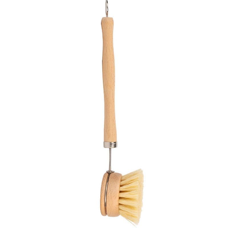 image-wooden kitchen cleaning brush non-stick oil sisal palm short handle round dish brush wash bowl brush seal pot brush