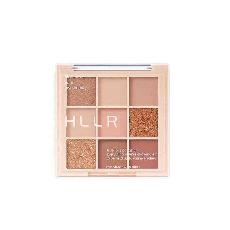 image-New 9-color eyeshadow nine square grid glitter sequins fine glitter earth color pearlescent matte nine-color eyeshadow palette vibrato live