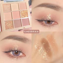 image-New 9-color eyeshadow nine square grid glitter sequins fine glitter earth color pearlescent matte nine-color eyeshadow palette vibrato live