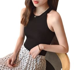 image-Internet Celebrity Knitted Vest Small Shirt Hot Girl Spring and Summer Chic Elegant off-the-Shoulder New Outdoor All-Match Careful Machine Inner Wear Blouse