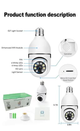 image-a6 light bulb camera dual light full color night vision surveillance camera 360 home wireless WiFi intercom camera E27