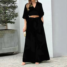 image-2023 Amazon European and American Women's Clothing Autumn New Printing Temperament Commute High Waist Sexy Fashion Casual Set