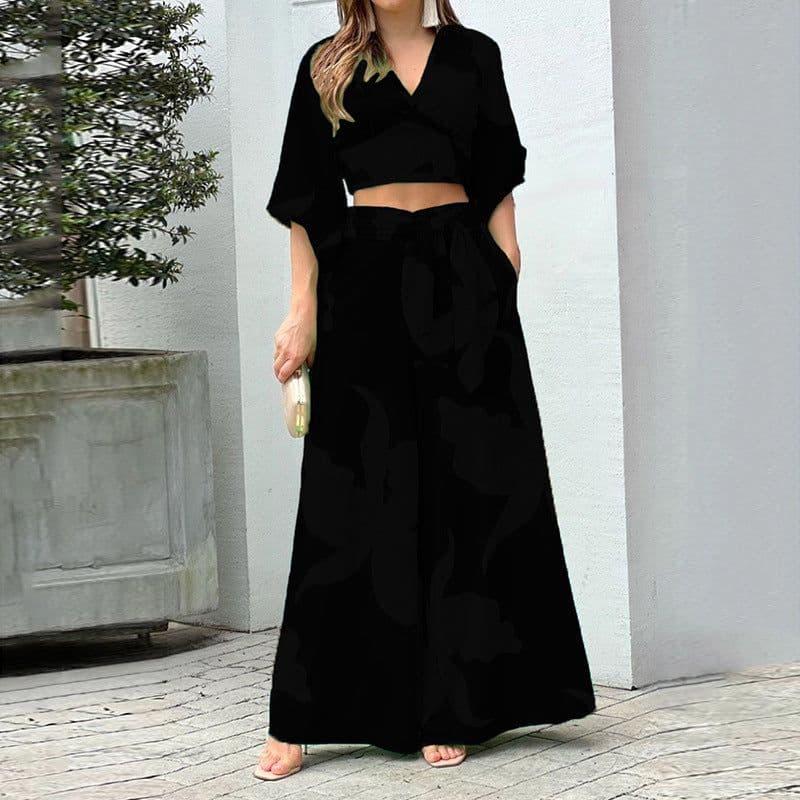 image-2023 Amazon European and American Women's Clothing Autumn New Printing Temperament Commute High Waist Sexy Fashion Casual Set
