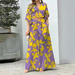 image-2023 Amazon European and American Women's Clothing Autumn New Printing Temperament Commute High Waist Sexy Fashion Casual Set