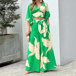 image-2023 Amazon European and American Women's Clothing Autumn New Printing Temperament Commute High Waist Sexy Fashion Casual Set