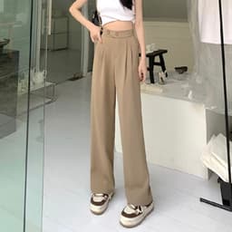 image-Suit pants women's 2023 spring and summer new high-waisted belly-covering slim drape loose casual floor-sweeping wide-leg long pants