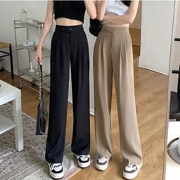 image-Suit pants women's 2023 spring and summer new high-waisted belly-covering slim drape loose casual floor-sweeping wide-leg long pants