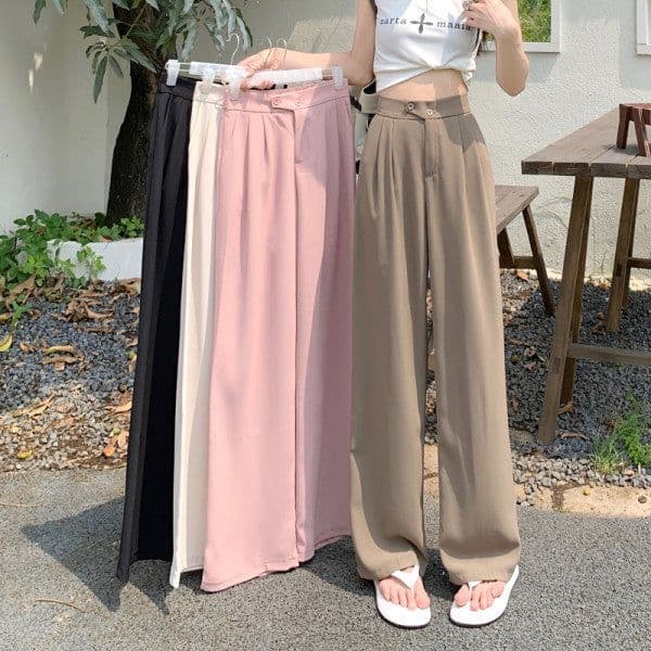 image-Suit pants women's 2023 spring and summer new high-waisted belly-covering slim drape loose casual floor-sweeping wide-leg long pants