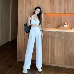 image-Suit pants women's 2023 spring and summer new high-waisted belly-covering slim drape loose casual floor-sweeping wide-leg long pants