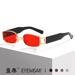 image-The new gm same paragraph sunglasses small frame metal square sunglasses fashion trend personality men and women ring buckle sunglasses