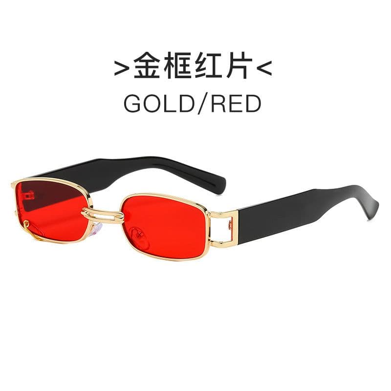 image-The new gm same paragraph sunglasses small frame metal square sunglasses fashion trend personality men and women ring buckle sunglasses