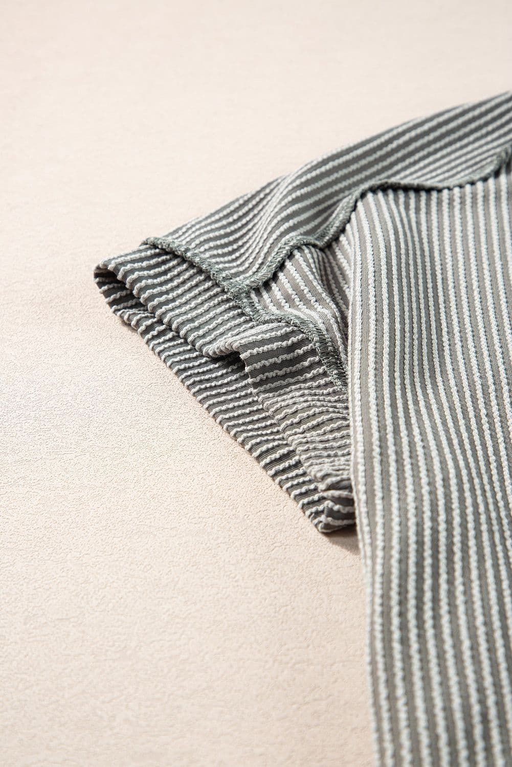 image-Medium Grey Textured Knit T-shirt with Exposed Stitching