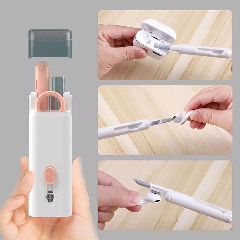 image-7 in 1 multi-function cleaning set keyboard cleaning brush screen cleaning artifact convenient storage headphone cleaning pen