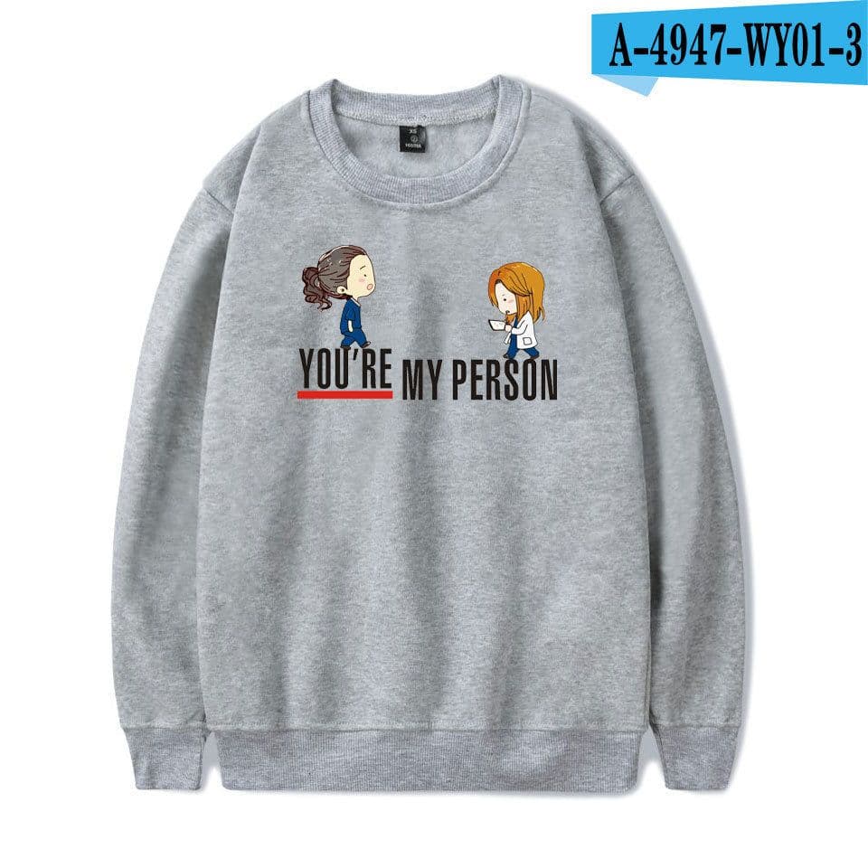 image-American TV series Grey's Anatomy trend Grey's Anatomy men's and women's fleece round neck hoodless sweater