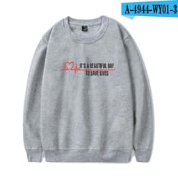 image-American TV series Grey's Anatomy trend Grey's Anatomy men's and women's fleece round neck hoodless sweater