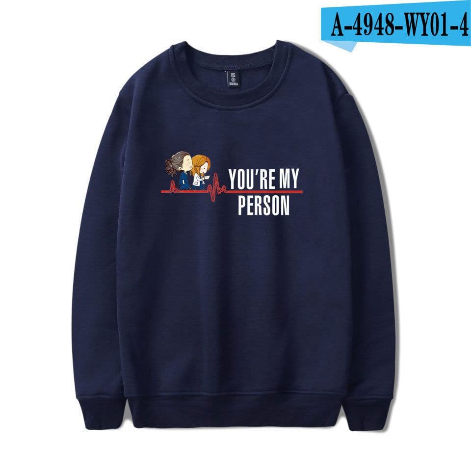 image-American TV series Grey's Anatomy trend Grey's Anatomy men's and women's fleece round neck hoodless sweater