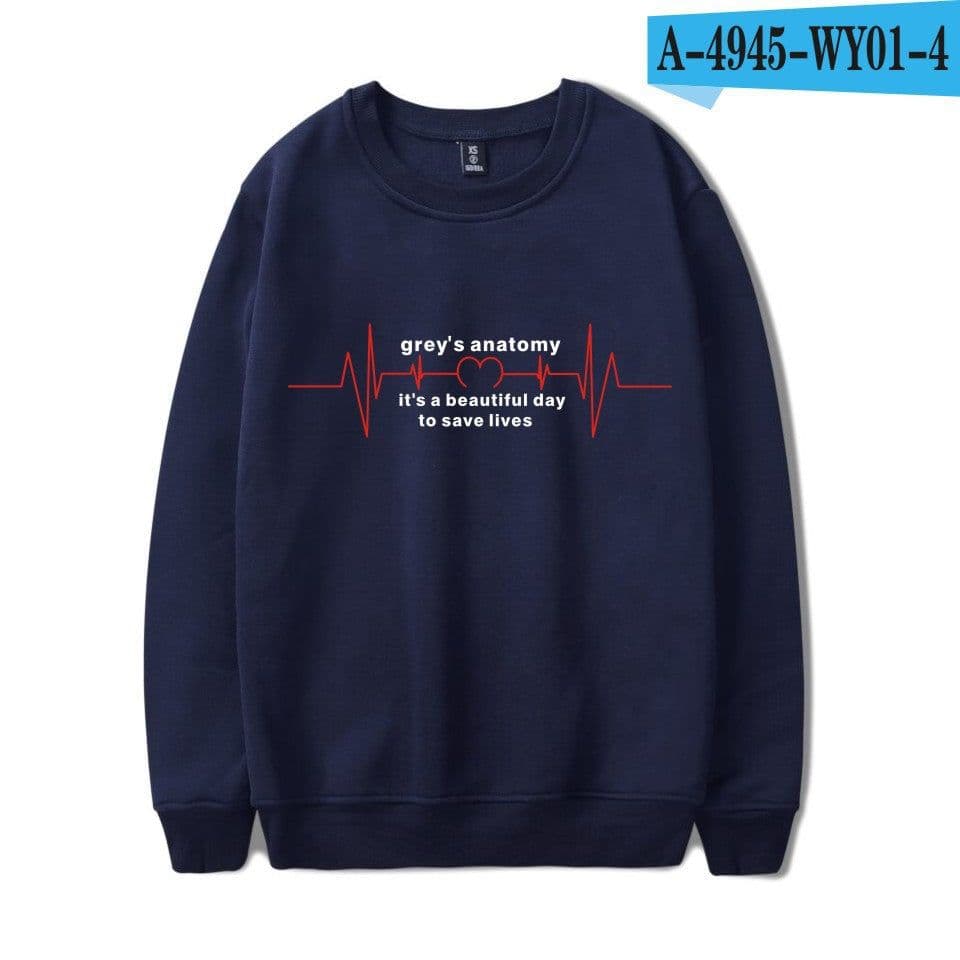 image-American TV series Grey's Anatomy trend Grey's Anatomy men's and women's fleece round neck hoodless sweater