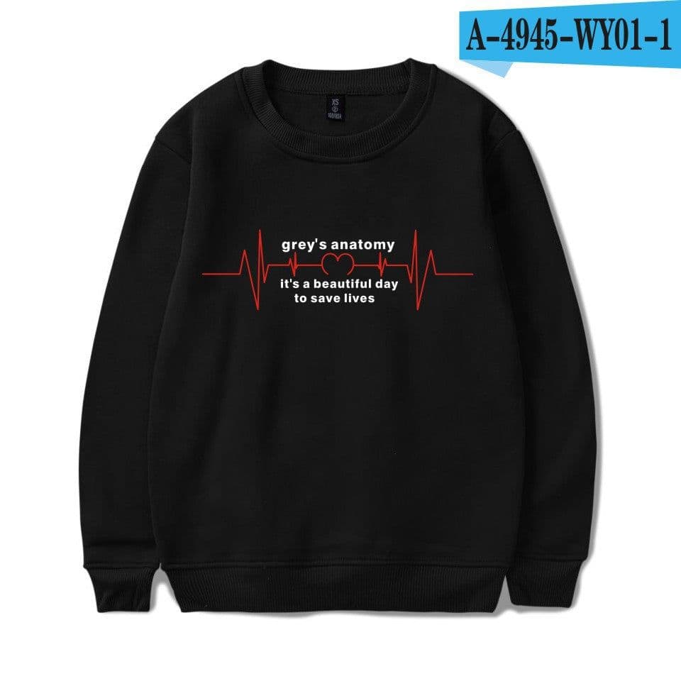 image-American TV series Grey's Anatomy trend Grey's Anatomy men's and women's fleece round neck hoodless sweater