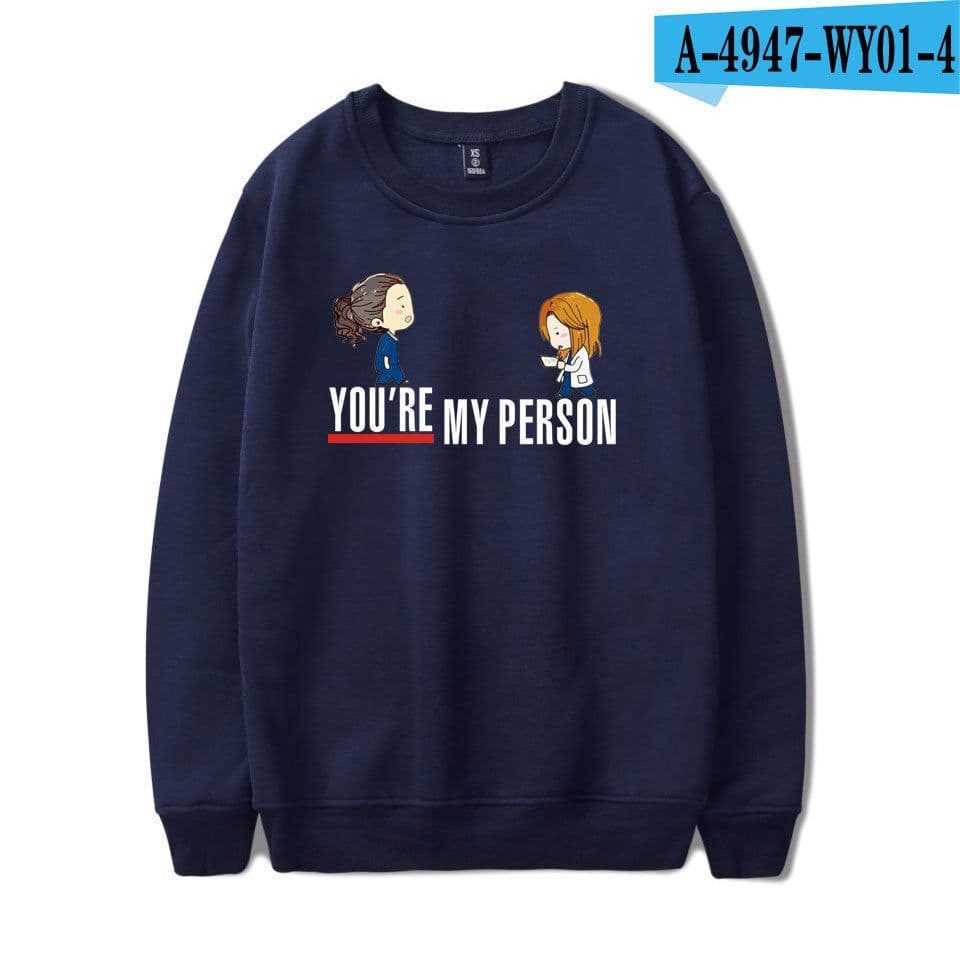 image-American TV series Grey's Anatomy trend Grey's Anatomy men's and women's fleece round neck hoodless sweater