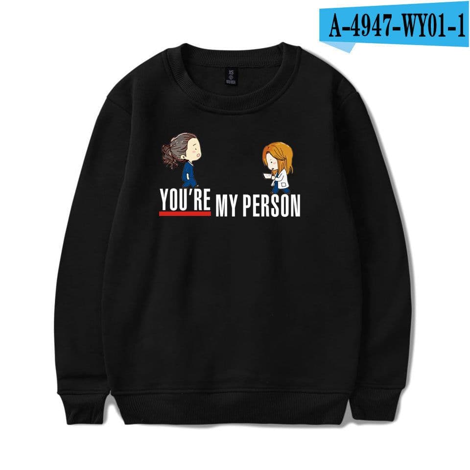 image-American TV series Grey's Anatomy trend Grey's Anatomy men's and women's fleece round neck hoodless sweater