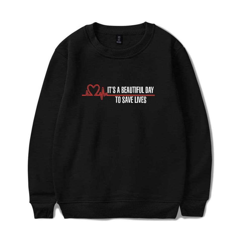 image-American TV series Grey's Anatomy trend Grey's Anatomy men's and women's fleece round neck hoodless sweater