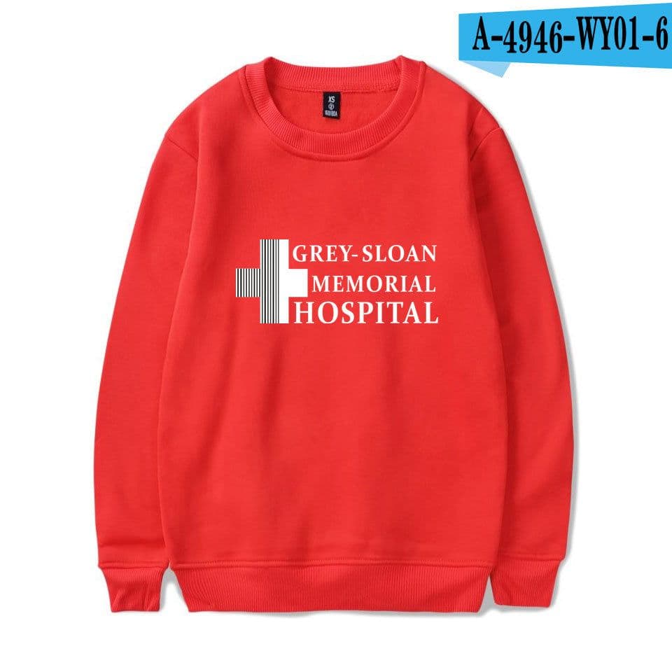 image-American TV series Grey's Anatomy trend Grey's Anatomy men's and women's fleece round neck hoodless sweater