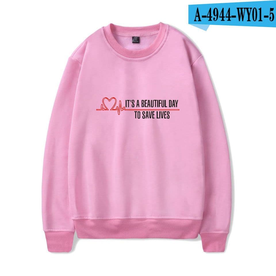 image-American TV series Grey's Anatomy trend Grey's Anatomy men's and women's fleece round neck hoodless sweater
