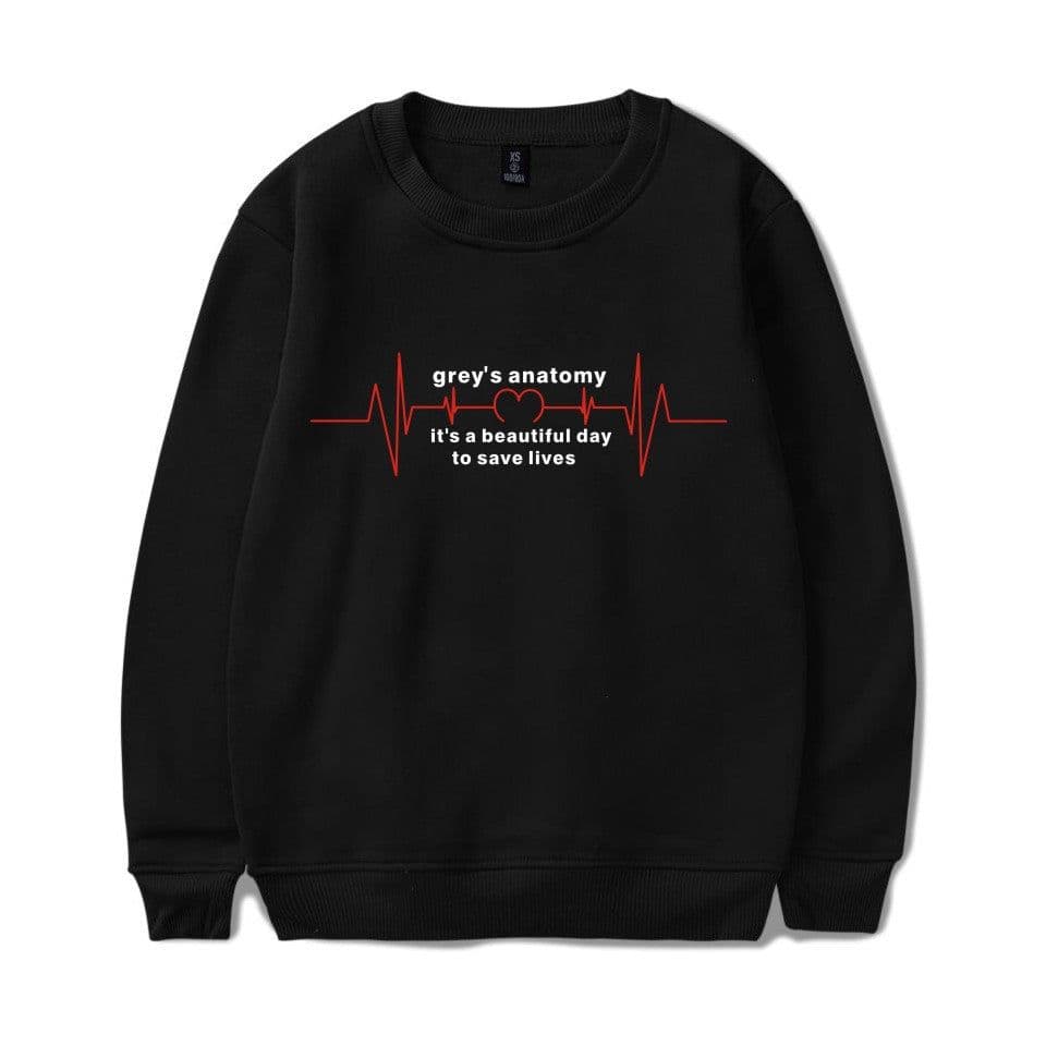 image-American TV series Grey's Anatomy trend Grey's Anatomy men's and women's fleece round neck hoodless sweater