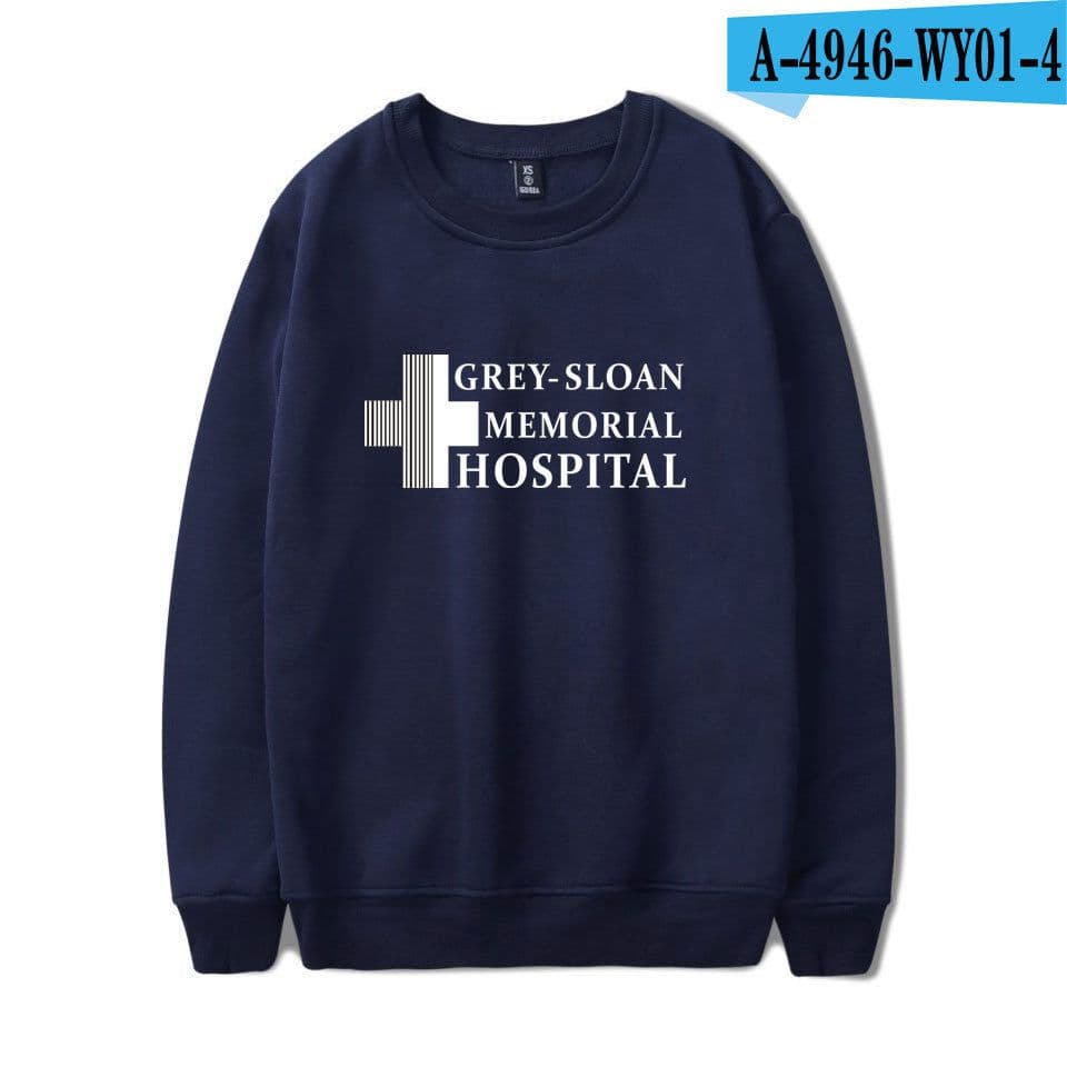 image-American TV series Grey's Anatomy trend Grey's Anatomy men's and women's fleece round neck hoodless sweater