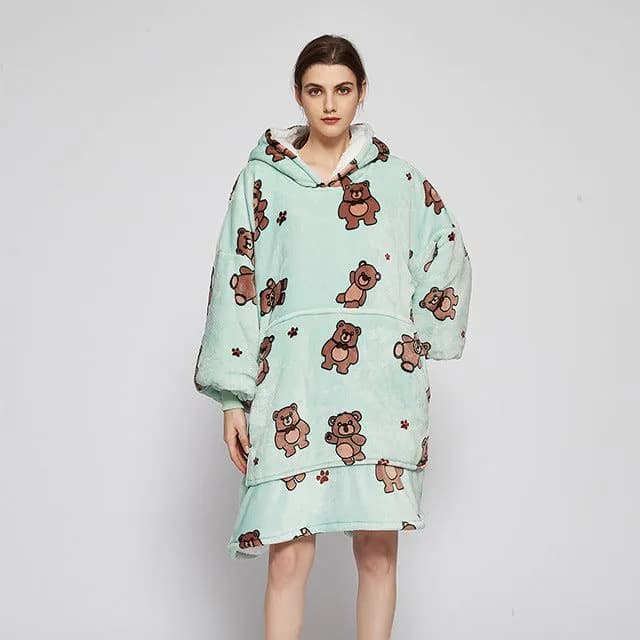 image-Digital Printed Fruit Animal Hooded Lazy Blanket Fall/Winter 2021 New Big Pocket Sweater Hoodie