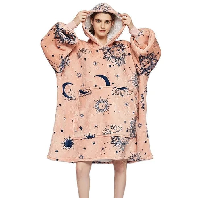 image-Digital Printed Fruit Animal Hooded Lazy Blanket Fall/Winter 2021 New Big Pocket Sweater Hoodie