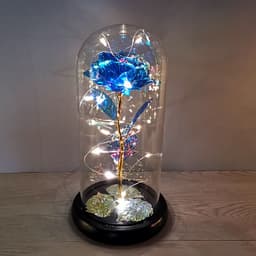 image-Rose flower glass cover gold foil flower with led light immortal flower Valentine's day Christmas ornaments