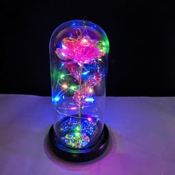 image-Rose flower glass cover gold foil flower with led light immortal flower Valentine's day Christmas ornaments