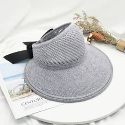 image-2022 new summer hat women's sun hat empty top straw hat big brim bow foldable beach hat sun protection hat