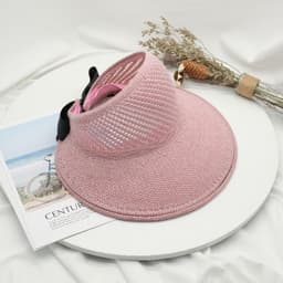 image-2022 new summer hat women's sun hat empty top straw hat big brim bow foldable beach hat sun protection hat