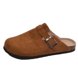image-Foreign trade large size rice white black brown dark brown coffee navy blue cork slippers Birkenstock shoes thick bottom increased women's belt buckle