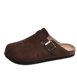 image-Foreign trade large size rice white black brown dark brown coffee navy blue cork slippers Birkenstock shoes thick bottom increased women's belt buckle