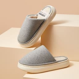 image-Autumn and winter multi-color cotton slippers solid color simple thick bottom comfortable floor drag couples home warm slippers wholesale