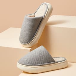 image-Autumn and winter multi-color cotton slippers solid color simple thick bottom comfortable floor drag couples home warm slippers wholesale