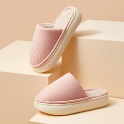image-Autumn and winter multi-color cotton slippers solid color simple thick bottom comfortable floor drag couples home warm slippers wholesale